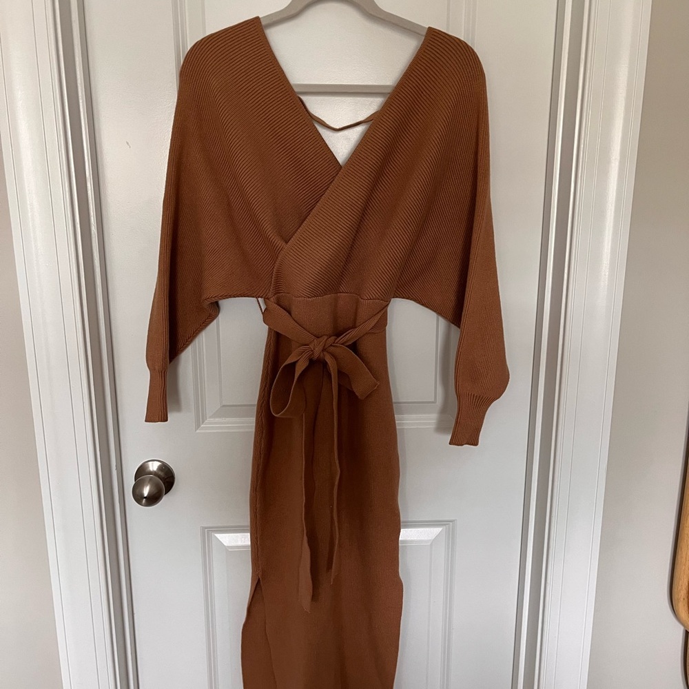 Forever 21 Brown Long Sleeve Sweater Dress